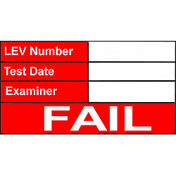 LEV ‘Fail’ Labels 50x30mm or 75x40mm (/100)